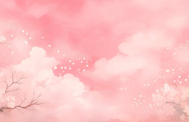 美しい和風の桜梅背景イラスト　AI生成画像