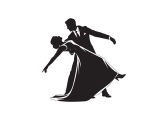 Fototapeta premium Vector art of silhouette of a couple dancing ballroom dance