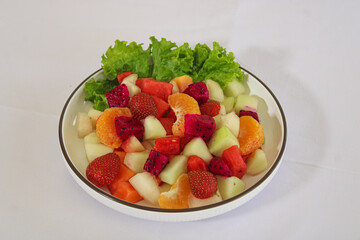 Vibrant Tropical Fruit Salad Medley on White