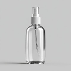 A transparent spray bottle with a minimalist design