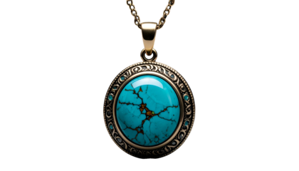 Elegant pendant necklace with turquoise stone, detailed design
