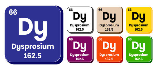 Dy, Dysprosium element vector icon set, periodic table element. Vector illustration EPS 10 File. Isolated on white background.