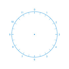 0-11の数字付きのアナログ時計のような形のテンプレート - 半日･12時間のログや円グラフの素材