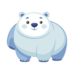 Naklejka premium Cute cartoon polar bear with blue accents on white background