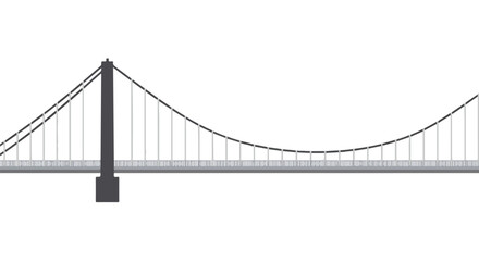 Fototapeta premium Striking suspension bridge silhouette against a pristine white backdrop conveys modern engineering marvel in minimalist style