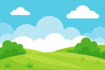 Fototapeta premium Illustration of a landscape with clouds and hills on transparent background