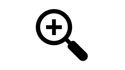 Fototapeta premium Magnifying Glass with Plus Sign in Black and White
