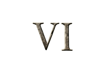 Textured Roman Numeral VI on Transparent Background Under Dramatic Lighting