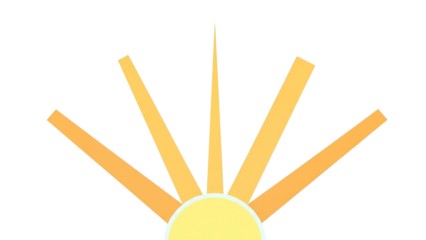 Stylized Yellow Sun Rising Against Transparent Background Graphic