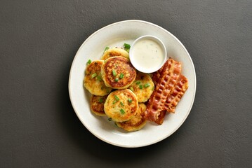Potato pancakes made from mashed potato and green onion