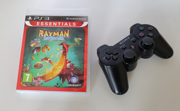 Playstation 3 controller. PS3 gaming. Rayman legends game on cd or dvd.