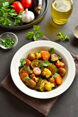Stewed vegetables on plate