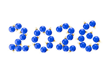 the number 2026 is made of Christmas blue tree toys.