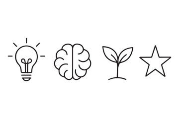 Creative Idea and Innovation Line Icon Set