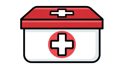 Obraz premium Red and White First Aid Kit Box with Cross
