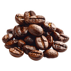 Obraz premium Close-up of roasted coffee beans piled together, rich brown color and textures