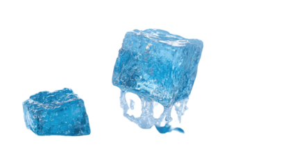Two rough aquamarine crystals, light blue hue, on black