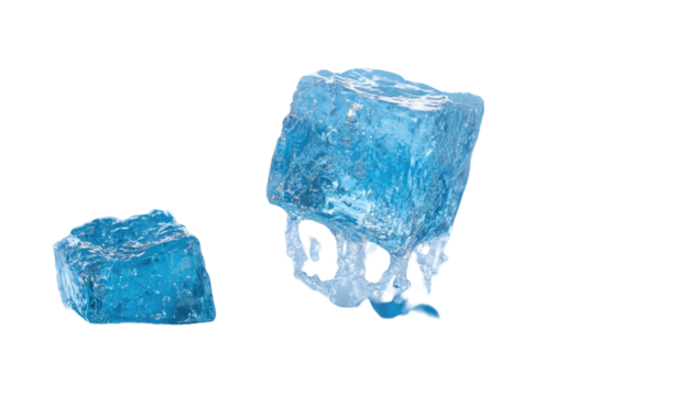 Two rough aquamarine crystals, light blue hue, on black