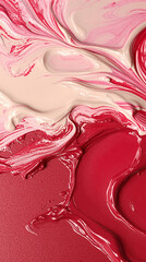 Vesperal Flow &mdash; HDR Macro of Crimson and Ivory Acrylic on Textured Canvas