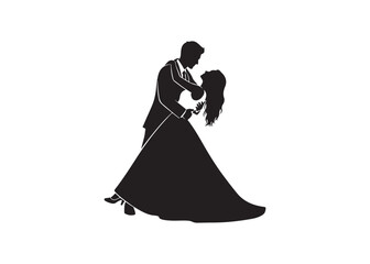 Vector art of silhouette of a couple dancing