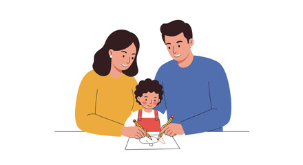 Family Drawing Together: Parents and Child Art Activity