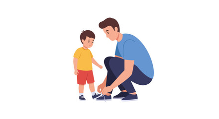 Father Tying Son's Shoelaces with Love and Care