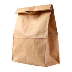Brown paper lunch bag isolated object minimalist photography isolated on transparent background