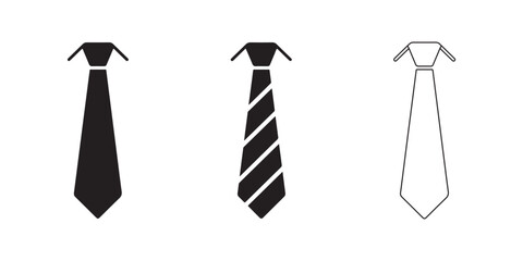 Fototapeta premium Vector tie icon set, Business, Formal wear, Striped necktie vector symbol