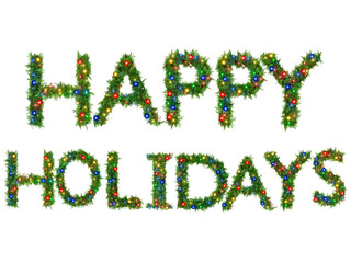 Christmas wreath with Happy Holidays words