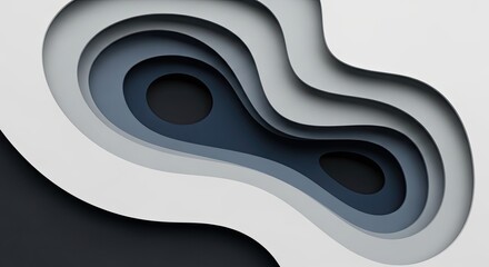 Abstract Layered Paper Cutout Art with Gradient Shadows