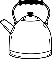 Obraz premium tea kettle kitchenware vector on transparent background for web and graphic design 