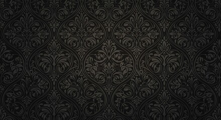 Luxurious Dark Damask Pattern with Gold Accent.