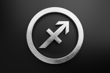 Obraz premium the zodiac sign Sagittarius is made of gold on a purple background.