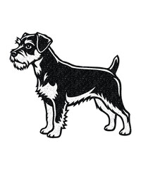 Black and White Terrier Dog Illustration for Design Projects.