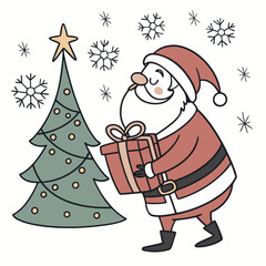 santa claus and christmas tree