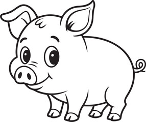 Cute Cartoon Piglet Outline for Coloring