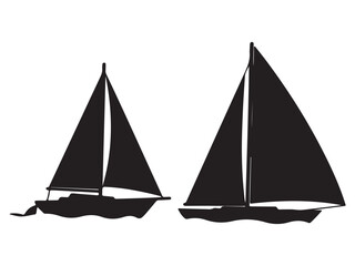 Two Sailboats Silhouettes on the Water Representing Travel Freedom and Nautical Adventures in a Simple Design