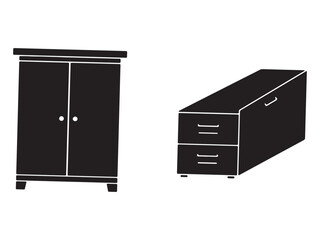 Wardrobe and filing cabinet illustration for furniture design or home organization concepts minimal design furniture objects