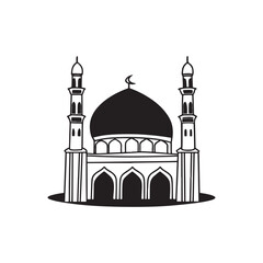 Stylized Mosque Icon with Dome and Minarets