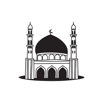 black and white mosque building clip art preview