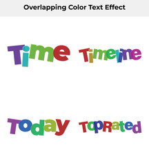 Colorful 3D Time Timeline Today TopRated Words Overlapping Letters White Background