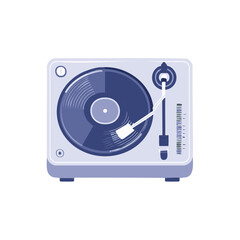 Fototapeta premium Vintage Record Player Spinning Vinyl Disc, Minimalist Audio Entertainment Illustration