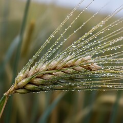 Dew-Kissed Barley - A Close-Up of Natures Bounty.