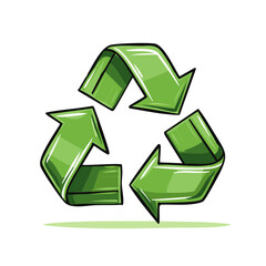 Obraz premium Stylized illustration of the universal recycling symbol with three bright green arrows in a triangle formation