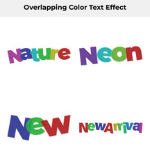 Colorful Cartoon Words Displayed on White, 'Nature', 'Neon', 'New', New Arrival