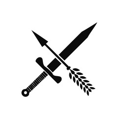 Elegant Black Silhouette of Crossed Sword and Arrow Symbolizing Conflict or Power