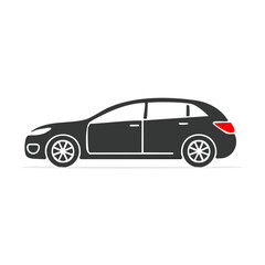 Obraz premium Modern car icon side view. Simple vector silhouette of a station wagon automobile.