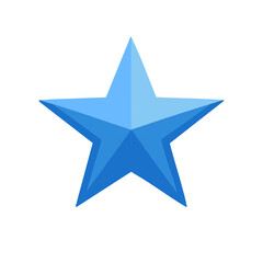 Obraz premium Bright blue five-pointed star symbol with a three dimensional faceted design and shaded edges