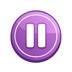 Lilac Pause Button for Media Controls, App Design, Website Interface, and Vector Graphics