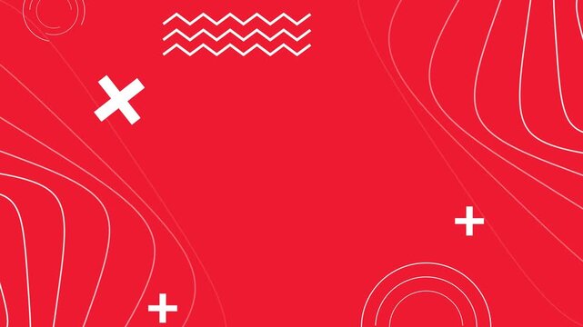 Animated 2d abstract geometric elements motion graphics background in red and white color 4k seamless loop